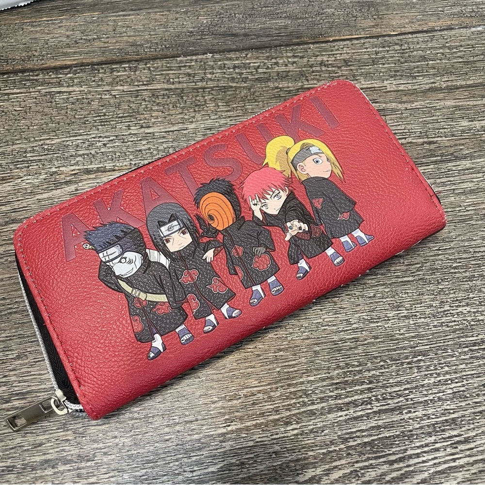 Red Akatsuki Anime Wallet Naruto itachi Tobi. Clouds. Pre-owned